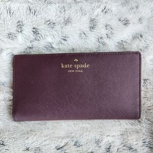 Kate Spade Madison Large Slim Wallet in Deep Plum